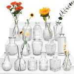 ZgoEC Glass Bud Vases Set of 16, Small Glass Vases for Table Decoration, Small Clear Bud Vases in Bulk, Mini Flowers Vases for Centerpieces, Vintage Small Flower Vases for Home Wedding Party Decor