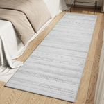 Montvoo Runner Rug 2x8 ft Hallway Runner Modern Boho Carpet Runner Washable Runners Rugs for Hallway Non Slip Bed Beside Bedroom Hallway Rug Grey