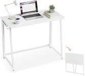 POLWKZU Folding Desk Small Foldable Desk for Small Space, 31.5 Inches Writing Computer Desk in Study, Home Office Foldable Office Desk for Bedroom, White