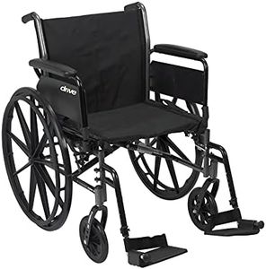 Drive Medical Cruiser III Light Weight Wheelchair with Various Flip Back Arm Styles and Front Rigging Options, Flip Back Removable Full Arms/Swing away Footrests, Black, 20 Inch