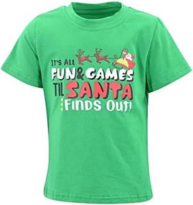 Boys Fun Until Santa Finds Out Kids Christmas Shirt Clothes (8Y, Green)