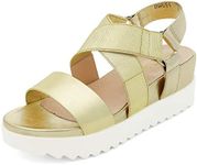 DREAM PAIRS Women’s Open Toe Ankle Strap Platform Wedge Sandals,Size 9,Gold,CHARLIE-5