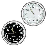 YOUNGFLY Mini Car Clock Stick on Dashboard Luminous Tiny Vent Analog Clocks Small Pocket Clock Decorations Magnetic Motorcycle Clock Watch for Bike Boat Motorcycle Home Vehicle (Black, White)