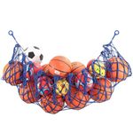 Sports Ball Storage Net,Hanging Basket Organizer Net for Basketballs,Volleyballs Soccer, Sport Equipment Organizer Storage Mesh Bag,Garage Ball Storage,Football Soccer Sports Ball Mesh Net (Blue)