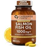 Carbamide Forte Salmon Omega 3 Fish Oil Capsules | Salmon Fish Oil Omega 3 Capsule 1000mg For Men & Women | Omega3 Fishoil Supplement For For Heart, Joints, Bones & Skin - 90 Softgels