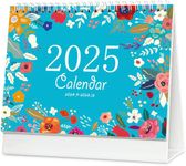 Small Desk Calendar 2024 2025 - (Floral) 8.66" x 7.08" Standing Desk Calendar, 16 Months September 2024 to December 2025, Desktop Calendar, Academic Year Easel Calendar, Small Monthly Desk Calendar