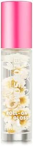 Blossom Roll on Lip Gloss, Gourmand Scented Clear High Shine Moisturizing Lip Oil, Non Sticky, Infused with Real Flowers, Made in USA, 0.2oz, Almond Biscotti