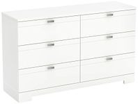 South Shore Furniture 3840010 Reevo 6-Drawer Double Dresser, Pure White