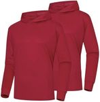 ProtectX 2-Pack Men High Visibility Lightweight Long Sleeve Hoodie, UPF 50+ Sun Protection T Shirts, SPF Outdoor UV Shirt Wine XX-Large