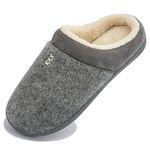 NewDenBer Women's Warm Memory Foam Slippers Soft Plush Fleece Lined Slip on Indoor Outdoor House Shoes (4-5 UK, Grey)