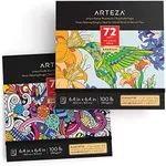 ARTEZA Adult Coloring Books, Doodle & Animal Designs, Pack of 2, 72 Sheets Each, 6.4x6.4 Inches Coloring Pages, 100 lb Paper