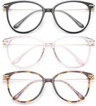 Gaoye Blue Light Blocking Glasses Women/Men, Fashion Cat Eye Fake Eyeglasses UV Ray Filter Computer Gaming Glasses (3 Pack, Black+Pink+Tea Leopard)