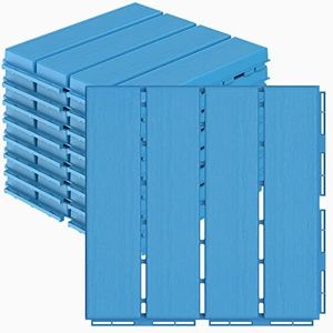 Goovilla Plastic Interlocking Deck Tiles, 9 Pack Balcony Flooring, 12"x12" Waterproof Outdoor Flooring All Weather Use, Patio Floor Decking Tiles for Porch Poolside Backyard Concrete, Dark Blue