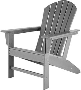 TecTake Silla de jardín, Tumbona para la terraza, Silla Estilo Adirondack, Asiento de Exterior con reposabrazos Anchos, Sillón con Respaldo Inclinado (Gris Claro)