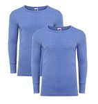 Heatwave® Pack of 2 Men's Thermal Long Sleeve Top, Warm Underwear Baselayer, S M L XL XXL Thermals, Large Blue