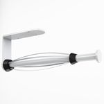 Fixwal Paper Towel Holder Under Cabinet, Single Hand Operable Wall Mount Paper Towel Holder with Damping Effect, Bend-Resistant, Self-Adhesive or Drill Mounting for Kitchen Bathroom, White