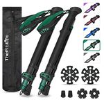 TheFitLife Collapsible Trekking Poles for Hiking – Lightweight Folding Walking Sticks with Extra-Long Foam Handle and Metal Flip Lock, Foldable (Green, 115-135cm for 5'10''-6'2'' Height)