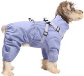 BRKURLEG Dog Raincoat for Small Dogs, Small Dog Rain Jacket with Harness Built in, Waterproof 4 Legs Puppy Raincoats, Puppy Outdoor Jacket with Reflective Strip, Purple, XXXL