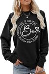 ESIKAH Be Mindful True Positive Thankful Full of Love Kind Sweatshirts Womens Graphic Long Sleeve Motivational Saying Shirt, Black, Small