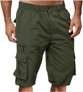 Generic Mens Elastic Waist Cargo Shorts,2024 Summer Casual Bermuda Shorts with Multi Pocket Casual Short Pants Trendy Army Green 2X, XX-Large