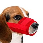 YAODHAOD Nylon Mesh Breathable Dog Mouth Cover, Quick Fit Dog Muzzle with Adjustable Straps，Pet Mouth Cover, to Prevent Biting and Screaming to Prevent Accidental Eating (XXL, Red)