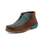 Twisted X Women's Breast Cancer Chukka Moccassins, Brown/Turquoise, 8