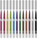 Boobeen 12 Colors Eyeliner Pen Set, Matte and Glitter Eyeshadow Stick Set, Waterproof Colored Eye Liner & Eye Shadow & Lip Liner Gel Pencil for Women