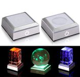 2 Pack 6 Colors LED Light Base Show Stand Display Plate with Sensitive Touch Switch for 3D Crystal Glass Art