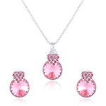 Mahi Pink Heart Strawberry Rhodium Plated Pendant Set for Women NL1104089RPi