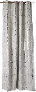 Intelligent Design Raina Total Blackout Metallic Print Grommet Top Single Curtain Panel Thermal Insulated Light Blocking Drape for Bedroom Living Room and Dorm 1 Piece, 50x84, Grey/Silver