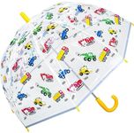 Papootz Childrens Dome Canopy Umbrella Reflective Strip Yellow Handle Transport Print Kids School Umbrella