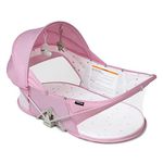 beberoad Portable Baby Bed Travel Bassinet Foldable Infant Crib, Baby Cots Portable Cots for Newborn, Babies, Toddlers with Mattress, Mosquito and Sunshde Net (Pink)