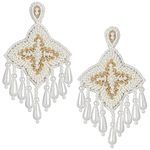 Peora White Pearl Drop & Dangle Handmade Lightweight Statement Earrings for Girls & Women