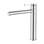 Ibergrif M11299 High Basin Tap, 360°Rotatable Bathroom Sink Mixer Faucet, High Spout 229MM Mixer Tap with 50CM Hot&Cold Flex Hoses for Washbasin Bathroom, Silver