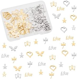 UNICRAFTALE Circa 84pz 2 colori 7 Stili ciondoli In Acciaio Inossidabile Motivi Misti Charms Testurizzati Pendenti con Charms In Metallo per Collana Orecchini e Artigianato Fai-Da-Te