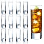 Farielyn-X Clear Heavy Base Shot Glasses 12 Pack, 2 oz Tall Glass Set for Whiskey, Tequila, Vodka