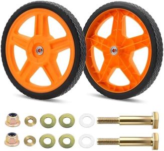 Metalsuberg 2pack 14" plastic universal push lawn mower wheel and bolt locknut thick washer kits for most spec mower cart,hand truck/Garden tiller/generator.