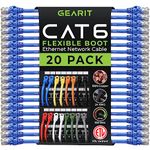 CAT 6 Ethernet Cable 25ft, 2-Pack (Black & Blue) GearIT Snagless 25 Feet UTP CAT6 RJ45 Computer LAN Network Cord