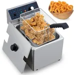 GarveeHome Electric Deep Fryer Stainless Steel with Basket, 8L/8.45QT Countertop Fryers, 1600W Single Tank Electric Fryer for Kitchen, Restaurant and Commercial Use, Temperature Adjustable 140-392℉