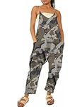 Kumufenc Women's Printed Jumpsuits Casual Sleeveless Onesie Loose Baggy Rompers Maternity Overalls with Pockets, Camouflage, Medium