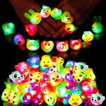 Mikulala 36 Pack Party Bag Fillers for Kids LED Light Up Rings Christmas Gifts Party Favours for Kids Boys Girls Gift Cute Animal Treasure Box Fillers for Classroom Prizes