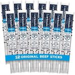 Lorissa's Kitchen Grass-Fed Beef Jerky Meat Snack Sticks - Keto Friendly, Gluten Free, No Added Nitrites or Nitrates, Original Flavor, 1 oz. Pack of 12