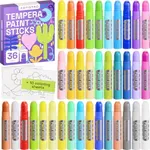 ARTISTRO 100% Washable Tempera Paint Sticks for Kids - 36 Non-toxic Paint Markers for Kids - Color Sticks with Twist Design, Coloring Pages Included