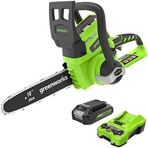 Greenworks 10-Inch 24V Cordless Chainsaw, 2.0 AH Battery Included 20362