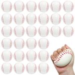Whkvnng 30PCS 2.5Inch Baseball Stress Ball,Stress Relief Balls,Squeeze Sports Ball,Squeeze Foam Baseball for Themed Baseball Toys Stress Anxiety Relief for Kids Children Playing,Party Gifts