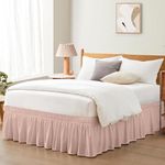 MILKY WAY DECORE - Microfiber Bed Skirt Wrap | Solid Easyfit King Size 21 Inch Drop Tailored Wrinkle Fade Resistance Soft Fabric Stylish Design Bedskirts- (Peach, 76 * 80 in)