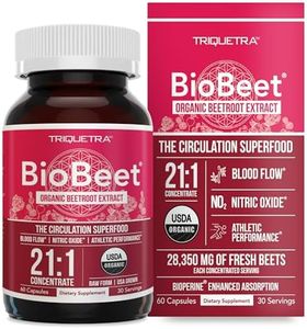 BioBeet® Max Strength Beet Root Capsules - 21:1 Concentrate, Each Serving Derived from 28,350 mg Organic Beetroot - Absorption Enhancement with BioPerine® Black Pepper Extract (60 Capsules)