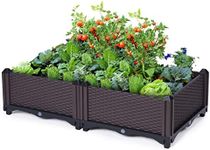 Raised Garden Bed Planter Box with Drainage Perfect for Vegetable Herbs Flower Self Aerating Reservoir Indoor Outdoor Weather Resistant Interlock Design