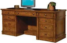 Hekman Furniture Wellington Estates Executive Desk - Leather Inset Top, Pull-Out Writing Surfaces, 5 Drawers & File Storage Traditional Wood Office Desk for Home Corporate & Professional Use