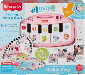 Fisher-Price Baby Activity Mat – Kick & Play Piano Gym, Pink, Musical Toy